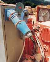 Power connections to a marble cutter.